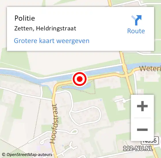Locatie op kaart van de 112 melding: Politie Zetten, Heldringstraat op 10 mei 2019 07:56