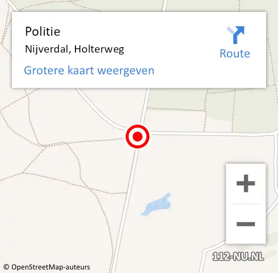Locatie op kaart van de 112 melding: Politie Nijverdal, Holterweg op 10 mei 2019 09:00