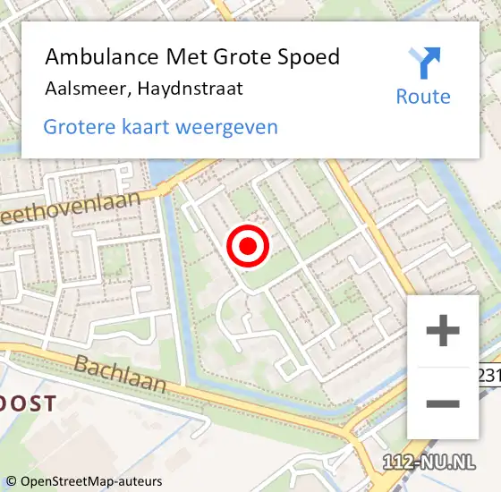 Locatie op kaart van de 112 melding: Ambulance Met Grote Spoed Naar Aalsmeer, Haydnstraat op 10 mei 2019 10:03