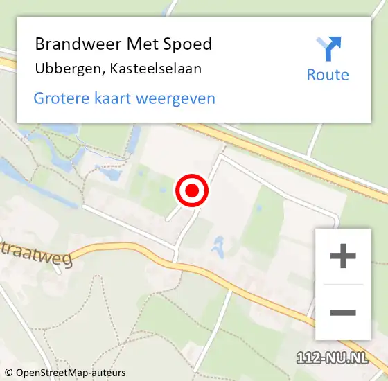 Locatie op kaart van de 112 melding: Brandweer Met Spoed Naar Ubbergen, Kasteelselaan op 10 mei 2019 11:26