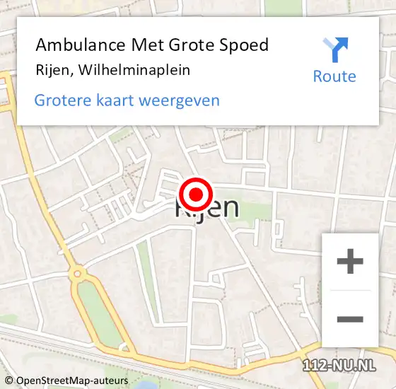 Locatie op kaart van de 112 melding: Ambulance Met Grote Spoed Naar Rijen, Wilhelminaplein op 10 mei 2019 12:06