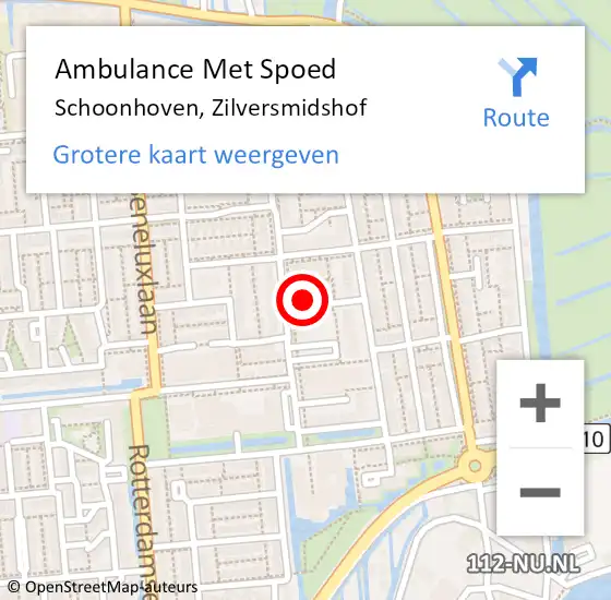 Locatie op kaart van de 112 melding: Ambulance Met Spoed Naar Schoonhoven, Zilversmidshof op 27 september 2013 09:51