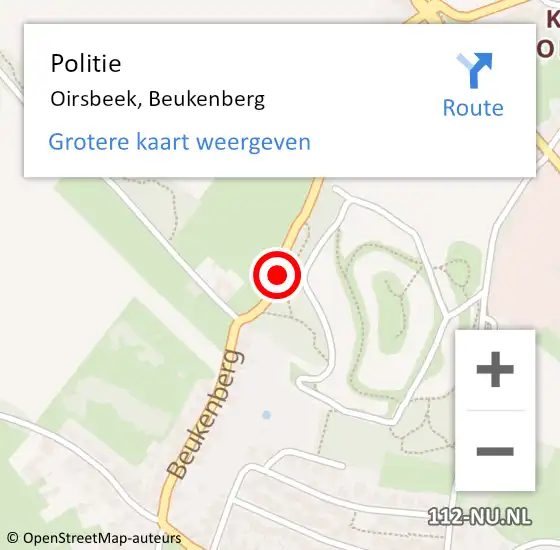 Locatie op kaart van de 112 melding: Politie Oirsbeek, Beukenberg op 10 mei 2019 13:49