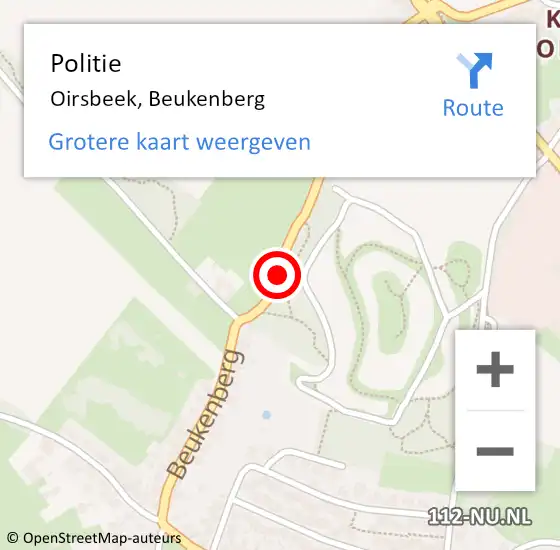 Locatie op kaart van de 112 melding: Politie Oirsbeek, Beukenberg op 10 mei 2019 13:53