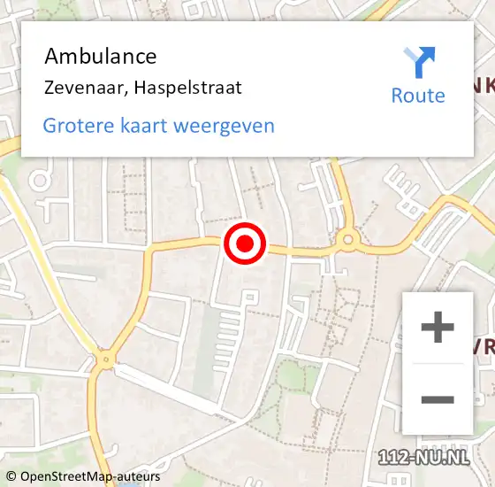 Locatie op kaart van de 112 melding: Ambulance Zevenaar, Haspelstraat op 10 mei 2019 14:07