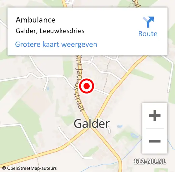 Locatie op kaart van de 112 melding: Ambulance Galder, Leeuwkesdries op 10 mei 2019 14:40