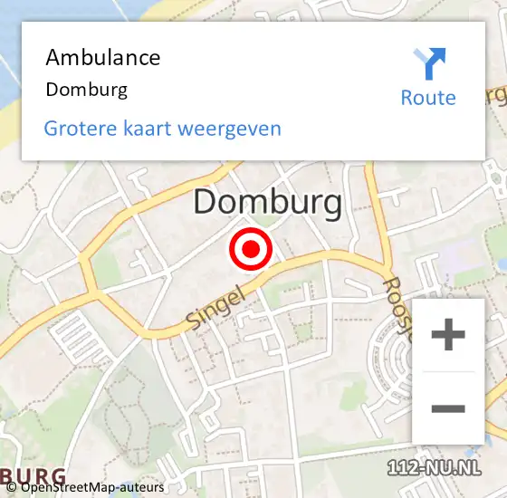 Locatie op kaart van de 112 melding: Ambulance Domburg op 10 mei 2019 14:57