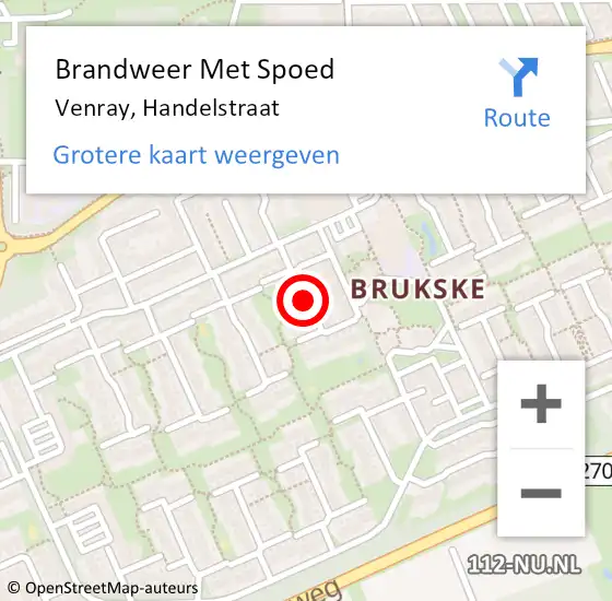 Locatie op kaart van de 112 melding: Brandweer Met Spoed Naar Venray, Handelstraat op 10 mei 2019 15:33