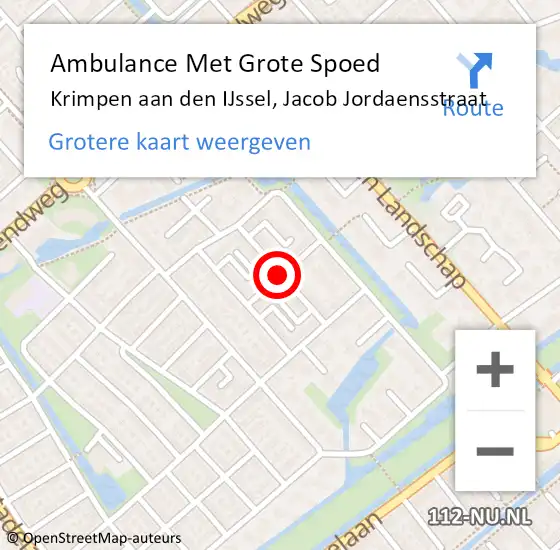 Locatie op kaart van de 112 melding: Ambulance Met Grote Spoed Naar Krimpen aan den IJssel, Jacob Jordaensstraat op 10 mei 2019 16:02