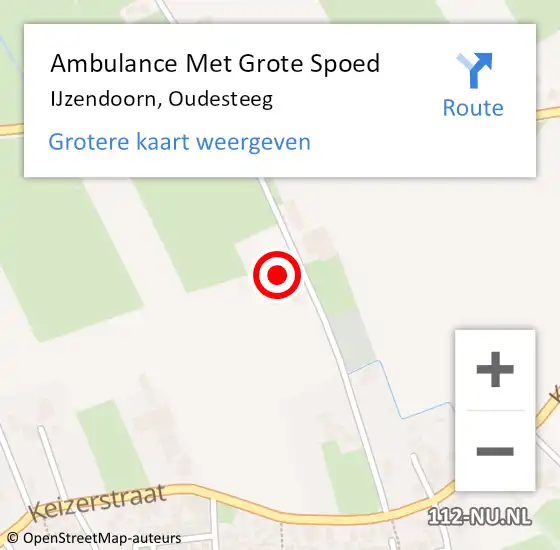 Locatie op kaart van de 112 melding: Ambulance Met Grote Spoed Naar IJzendoorn, Oudesteeg op 31 maart 2014 22:22