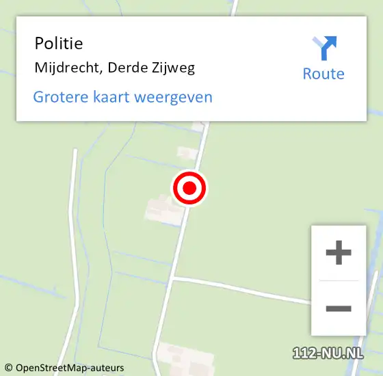 Locatie op kaart van de 112 melding: Politie Mijdrecht, Derde Zijweg op 10 mei 2019 16:46