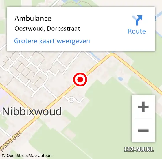 Locatie op kaart van de 112 melding: Ambulance Oostwoud, Dorpsstraat op 10 mei 2019 16:55