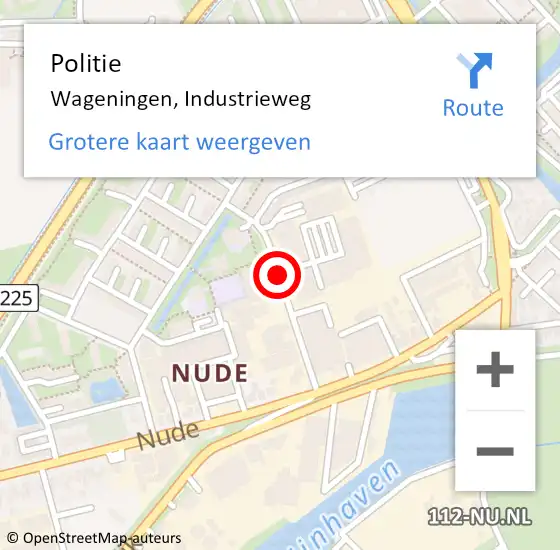 Locatie op kaart van de 112 melding: Politie Wageningen, Industrieweg op 10 mei 2019 17:05