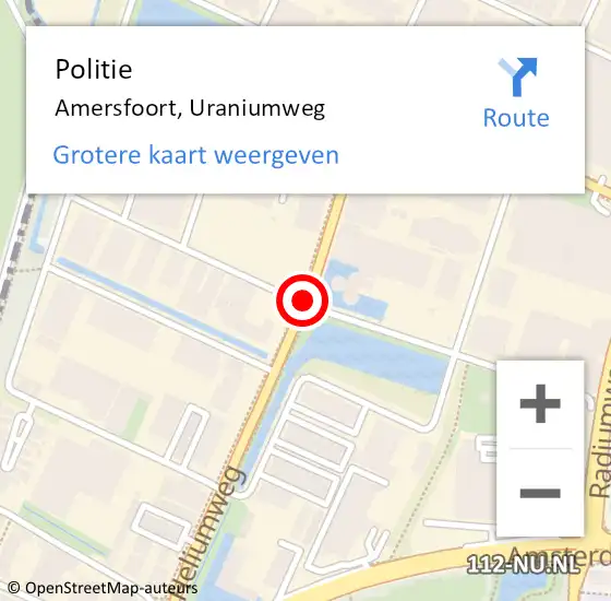 Locatie op kaart van de 112 melding: Politie Amersfoort, Uraniumweg op 10 mei 2019 17:15