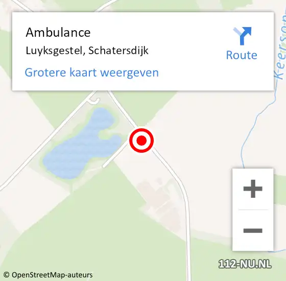 Locatie op kaart van de 112 melding: Ambulance Luyksgestel, Schatersdijk op 10 mei 2019 17:34