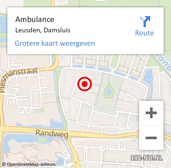 Locatie op kaart van de 112 melding: Ambulance Leusden, Damsluis op 31 maart 2014 22:34