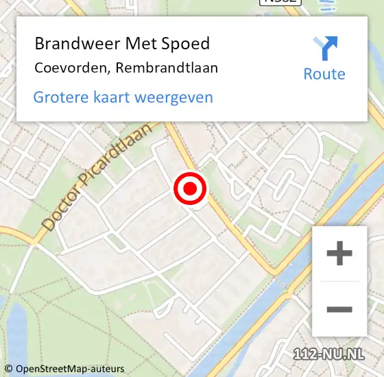 Locatie op kaart van de 112 melding: Brandweer Met Spoed Naar Coevorden, Rembrandtlaan op 31 maart 2014 22:36