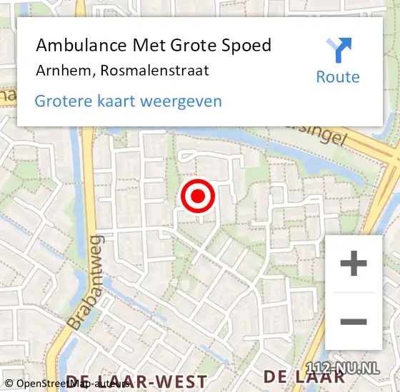 Locatie op kaart van de 112 melding: Ambulance Met Grote Spoed Naar Arnhem, Rosmalenstraat op 10 mei 2019 18:33