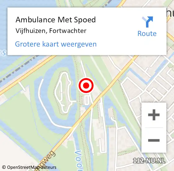 Locatie op kaart van de 112 melding: Ambulance Met Spoed Naar Vijfhuizen, Fortwachter op 10 mei 2019 18:35