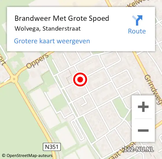 Locatie op kaart van de 112 melding: Brandweer Met Grote Spoed Naar Wolvega, Standerstraat op 10 mei 2019 19:04