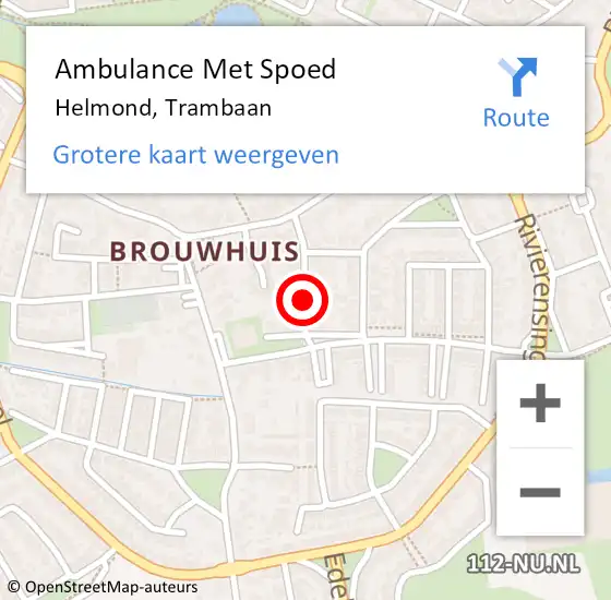 Locatie op kaart van de 112 melding: Ambulance Met Spoed Naar Helmond, Trambaan op 10 mei 2019 19:58