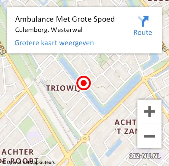 Locatie op kaart van de 112 melding: Ambulance Met Grote Spoed Naar Culemborg, Westerwal op 10 mei 2019 20:48