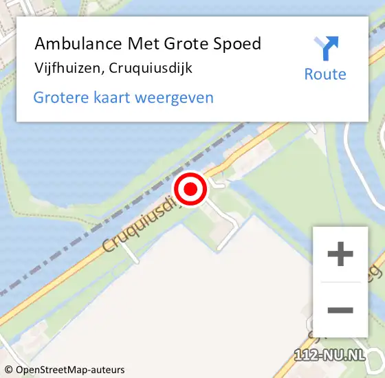 Locatie op kaart van de 112 melding: Ambulance Met Grote Spoed Naar Vijfhuizen, Cruquiusdijk op 10 mei 2019 20:52
