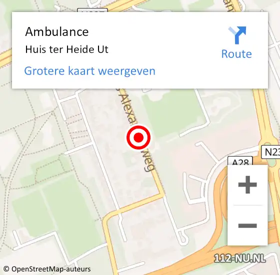 Locatie op kaart van de 112 melding: Ambulance Huis ter Heide Ut op 10 mei 2019 21:47