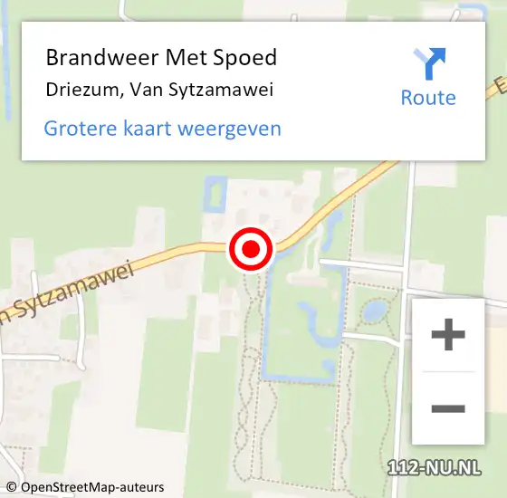 Locatie op kaart van de 112 melding: Brandweer Met Spoed Naar Driezum, Van Sytzamawei op 10 mei 2019 21:50