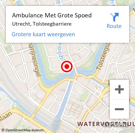 Locatie op kaart van de 112 melding: Ambulance Met Grote Spoed Naar Utrecht, Tolsteegbarriere op 31 maart 2014 23:28