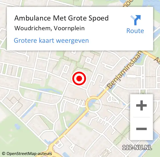 Locatie op kaart van de 112 melding: Ambulance Met Grote Spoed Naar Woudrichem, Voornplein op 10 mei 2019 23:07