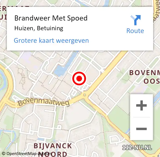 Locatie op kaart van de 112 melding: Brandweer Met Spoed Naar Huizen, Betuining op 10 mei 2019 23:38