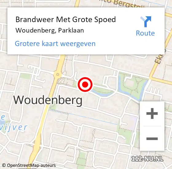 Locatie op kaart van de 112 melding: Brandweer Met Grote Spoed Naar Woudenberg, Parklaan op 10 mei 2019 23:38