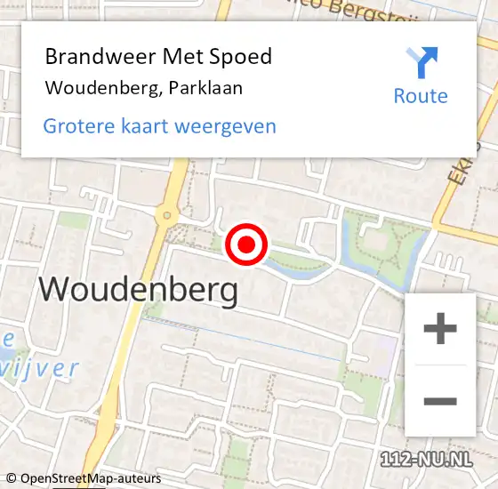 Locatie op kaart van de 112 melding: Brandweer Met Spoed Naar Woudenberg, Parklaan op 11 mei 2019 00:06