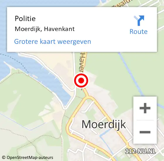 Locatie op kaart van de 112 melding: Politie Moerdijk, Havenkant op 11 mei 2019 00:33