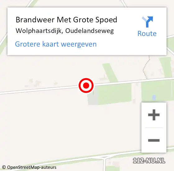 Locatie op kaart van de 112 melding: Brandweer Met Grote Spoed Naar Wolphaartsdijk, Oudelandseweg op 11 mei 2019 01:08