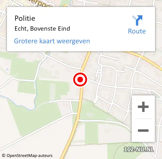 Locatie op kaart van de 112 melding: Politie Echt, Bovenste Eind op 11 mei 2019 01:16