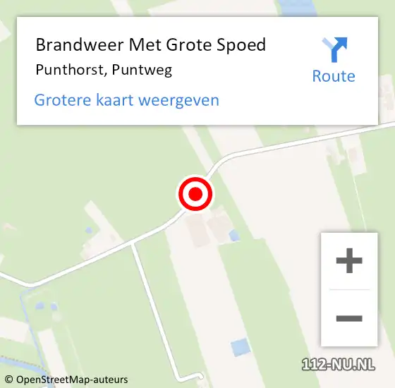 Locatie op kaart van de 112 melding: Brandweer Met Grote Spoed Naar Punthorst, Puntweg op 11 mei 2019 01:25