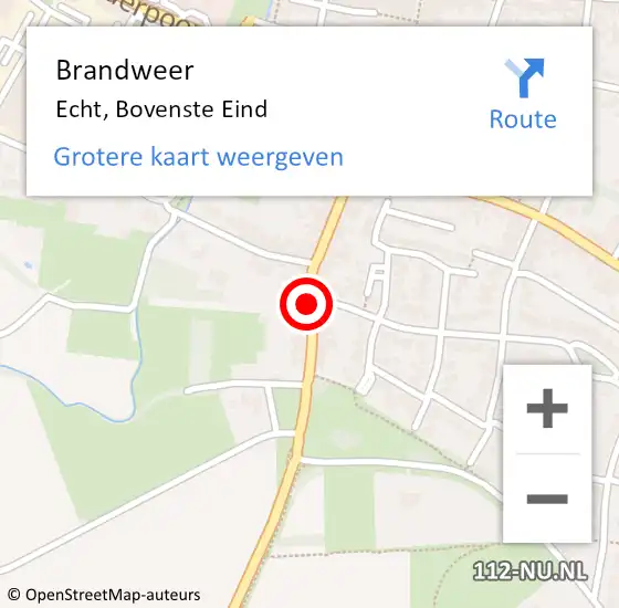 Locatie op kaart van de 112 melding: Brandweer Echt, Bovenste Eind op 11 mei 2019 01:33