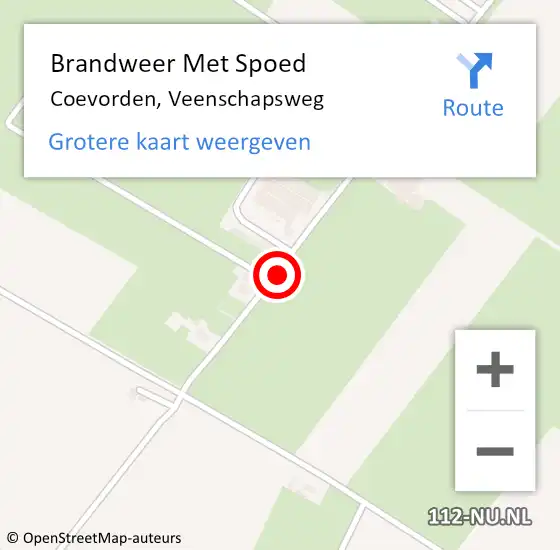 Locatie op kaart van de 112 melding: Brandweer Met Spoed Naar Coevorden, Veenschapsweg op 11 mei 2019 01:40