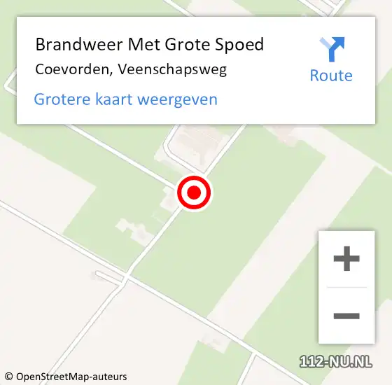 Locatie op kaart van de 112 melding: Brandweer Met Grote Spoed Naar Coevorden, Veenschapsweg op 11 mei 2019 01:58