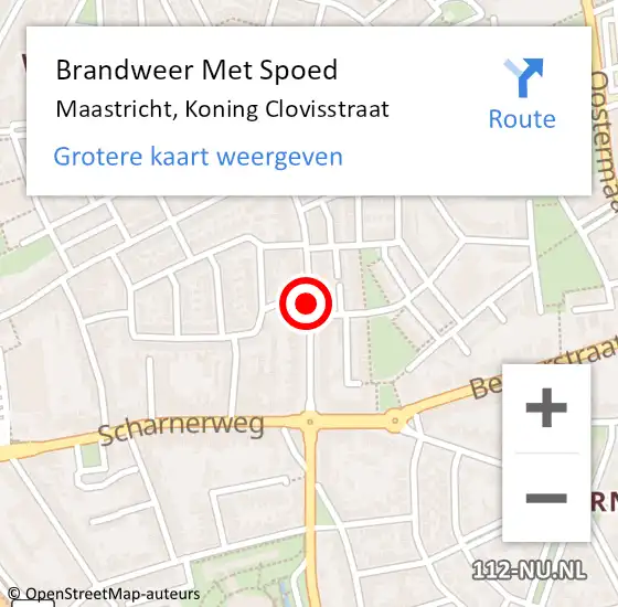 Locatie op kaart van de 112 melding: Brandweer Met Spoed Naar Maastricht, Koning Clovisstraat op 11 mei 2019 02:46