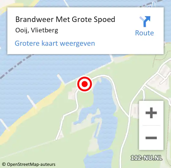 Locatie op kaart van de 112 melding: Brandweer Met Grote Spoed Naar Ooij, Vlietberg op 1 april 2014 00:08