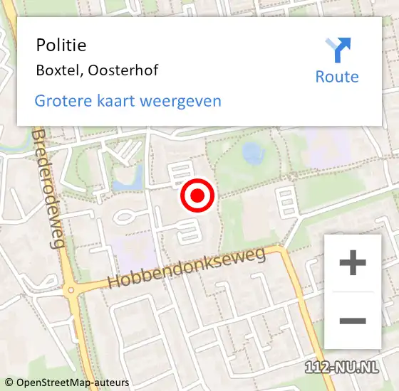 Locatie op kaart van de 112 melding: Politie Boxtel, Oosterhof op 11 mei 2019 08:42