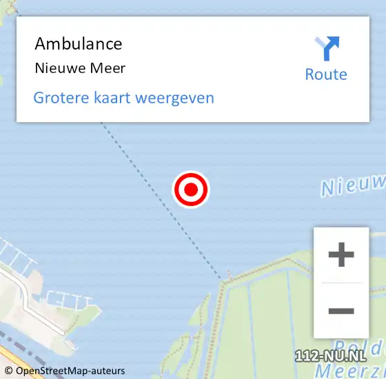 Locatie op kaart van de 112 melding: Ambulance Nieuwe Meer op 1 april 2014 00:41