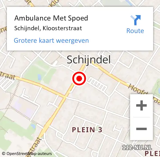 Locatie op kaart van de 112 melding: Ambulance Met Spoed Naar Schijndel, Kloosterstraat op 11 mei 2019 10:15