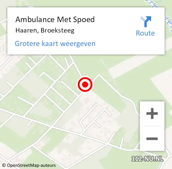 Locatie op kaart van de 112 melding: Ambulance Met Spoed Naar Haaren, Broeksteeg op 11 mei 2019 11:14