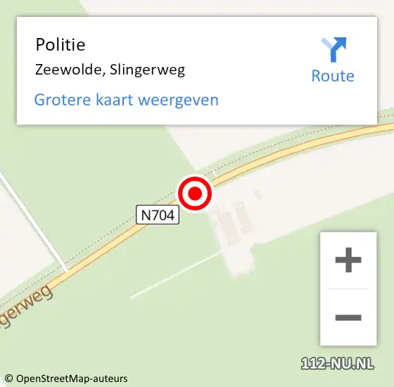 Locatie op kaart van de 112 melding: Politie Zeewolde, Slingerweg op 11 mei 2019 11:28