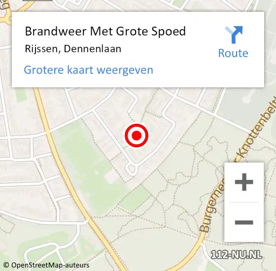 Locatie op kaart van de 112 melding: Brandweer Met Grote Spoed Naar Rijssen, Dennenlaan op 11 mei 2019 11:51