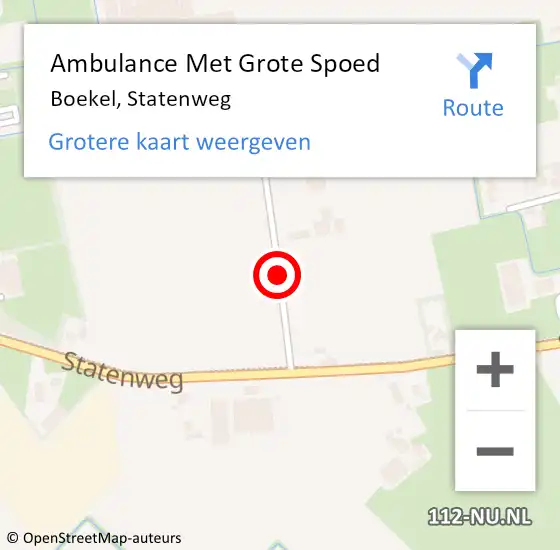 Locatie op kaart van de 112 melding: Ambulance Met Grote Spoed Naar Boekel, Statenweg op 11 mei 2019 11:53